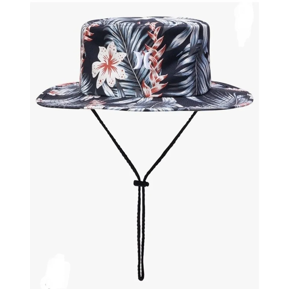 Hurley Men's Vagabond Bucket Sun Hat Floral Tropical Print‎ Drawstring Size S/M